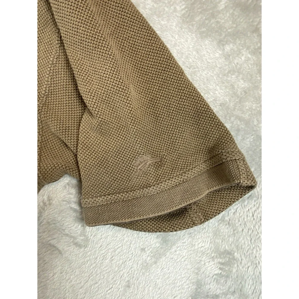 Tommy Bahama Polo Shirt Mens Large Brown Golf 70% silk 30% Cotton‎ Pique Knit